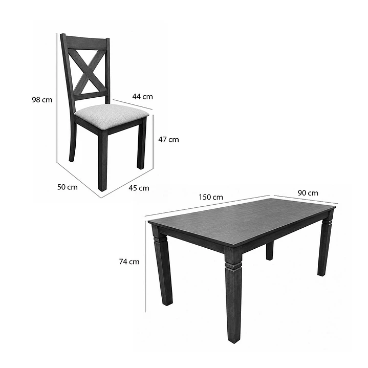 Juego de comedor madera Aline 6 sillas Crossback Café 10