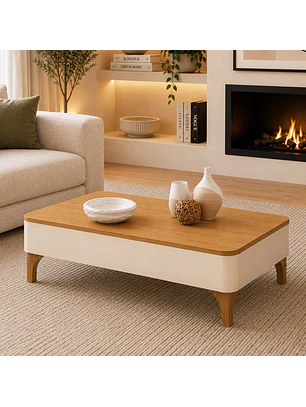 Mesa de Centro Niza Off White / Cinamomo 32 x 60.5 x 100cm