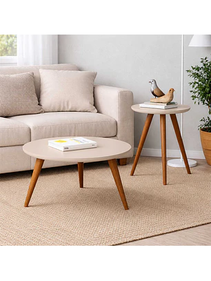 Set Mesa de Centro + Mesa Lateral Alba Off White