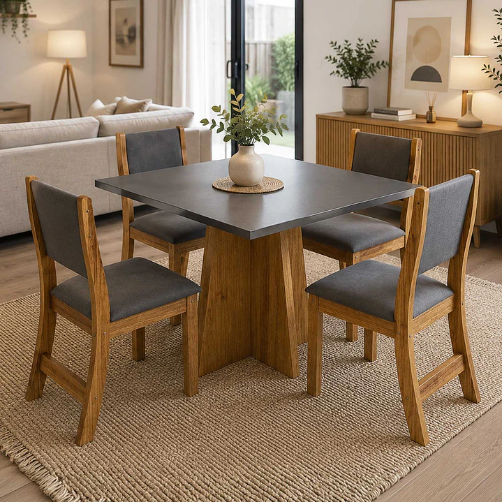 Juego de comedor 4 sillas Legado Gris 78 x 90 x 90 cm 1
