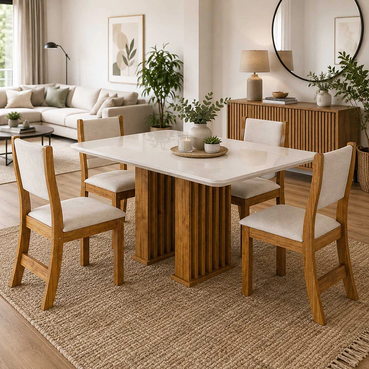 Juego de comedor 4 sillas Héritage Beige 82 x 90 x 120 cm 1