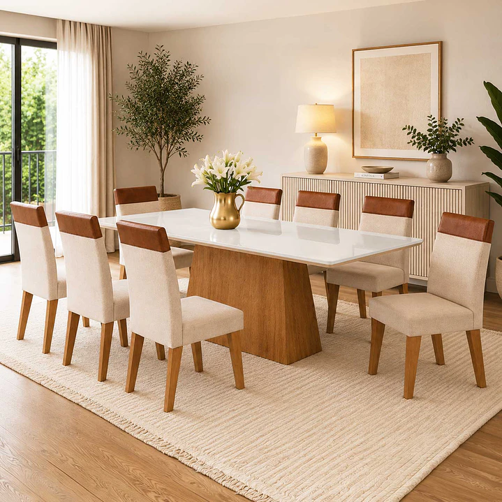 Juego de Comedor 8 sillas Terranova Beige 79,5 x 90 x 200 cm 1