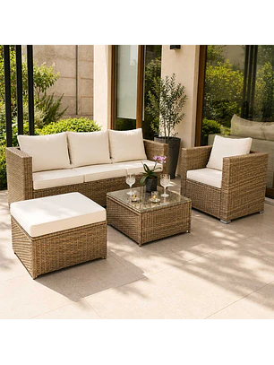 Juego Living Terraza Estefanía Caramelo 5 Personas