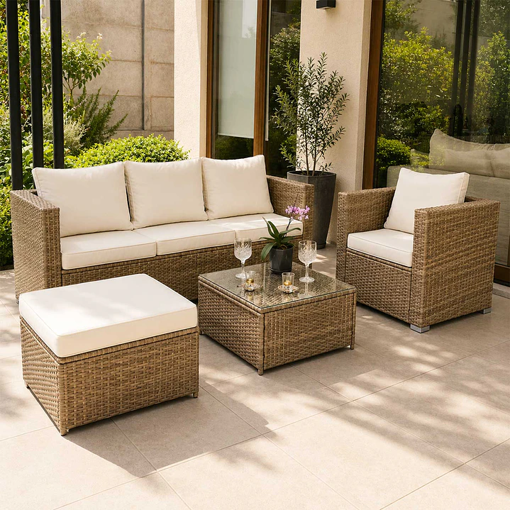 Juego Living Terraza Estefanía Caramelo 5 Personas 1