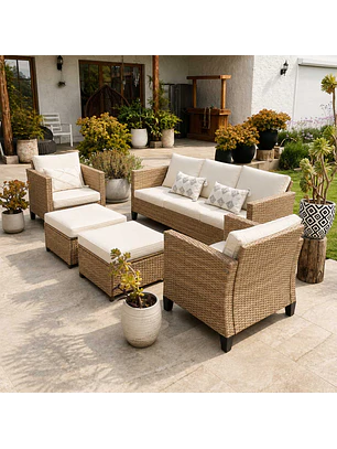 Juego Living Terraza Emilia Caramelo 7 Personas