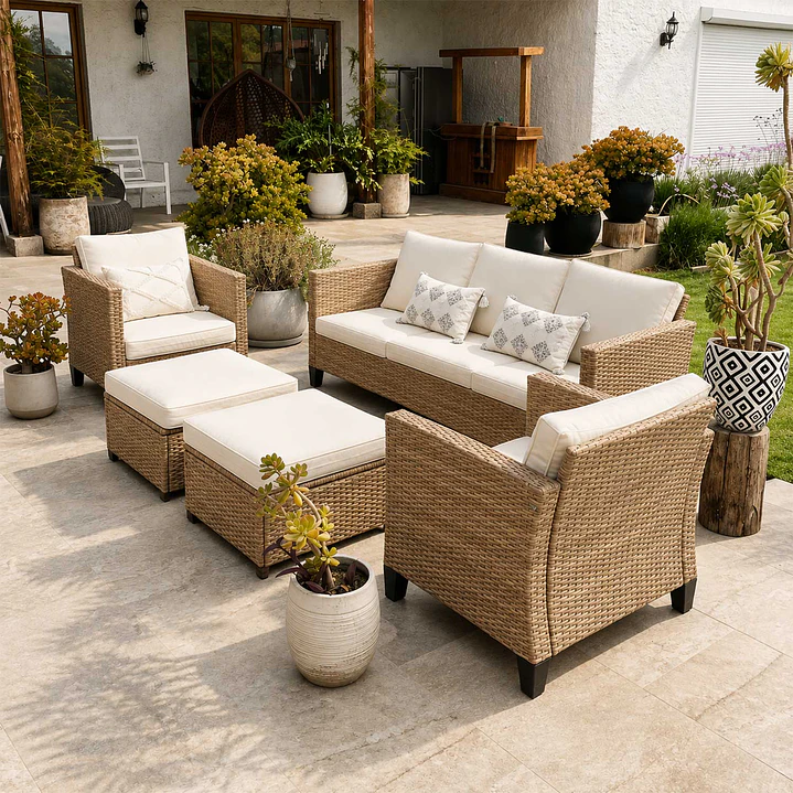 Juego Living Terraza Emilia Caramelo 7 Personas 1