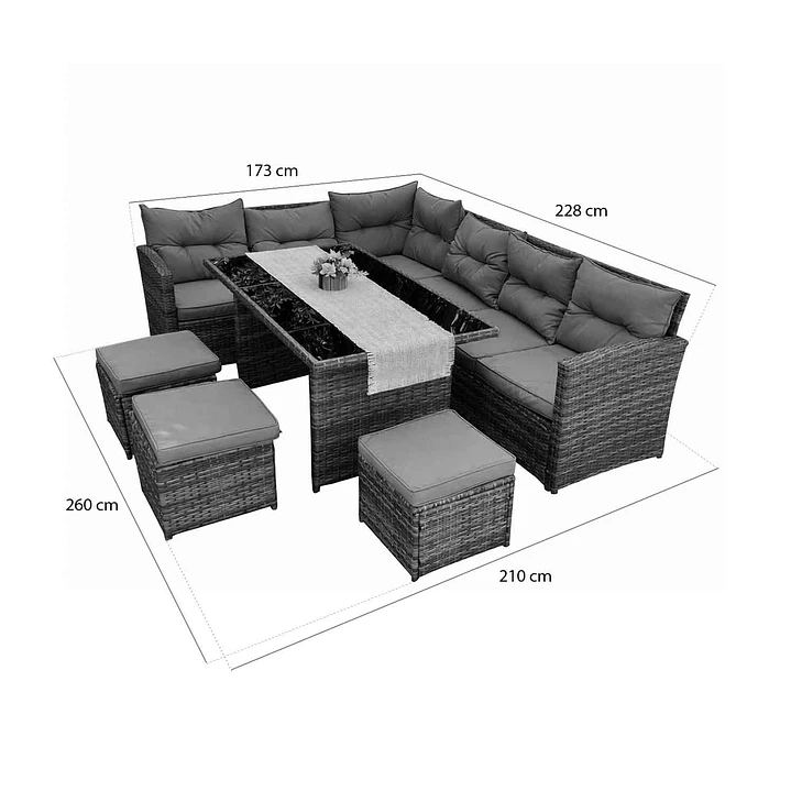 Juego Comedor Terraza Antonia Caramelo 9 Personas 11