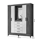 Closet 4 puertas 4 cajones Atenas Freijo / off White con espejo - Miniatura 4