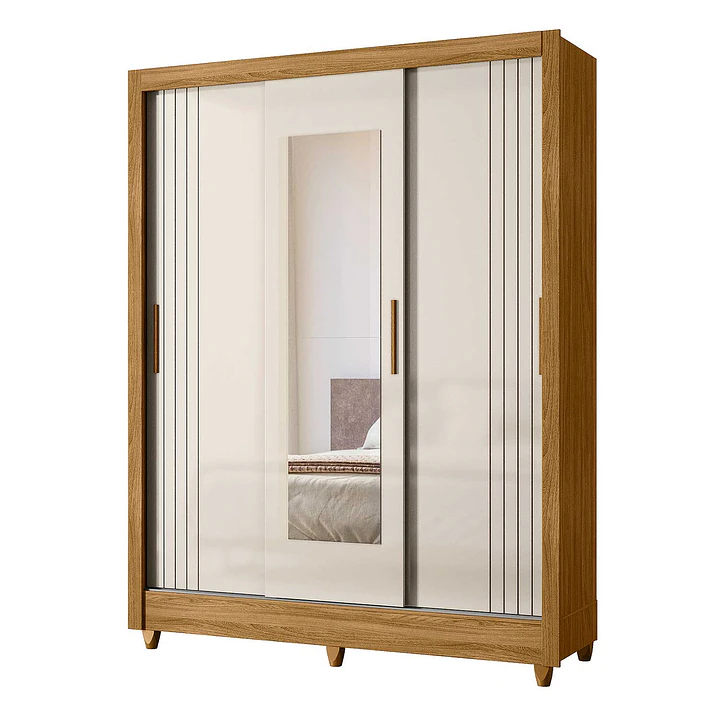 Clóset 3 puertas Bolivia Freijo / off White con espejo 3