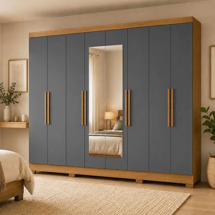 Closet 8 puertas Diplomata Freijo / Cinza con espejo 1