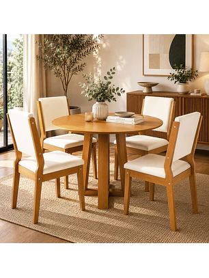 Juego de Comedor Ravello 4 Sillas Beige 100 x 100 x 80 cm