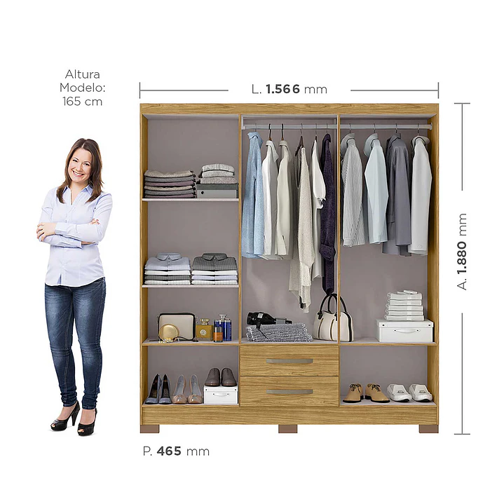 Closet 6 puertas Classic Marrocos Marroco / Ripado 188 x 156,6 x 46,5 7