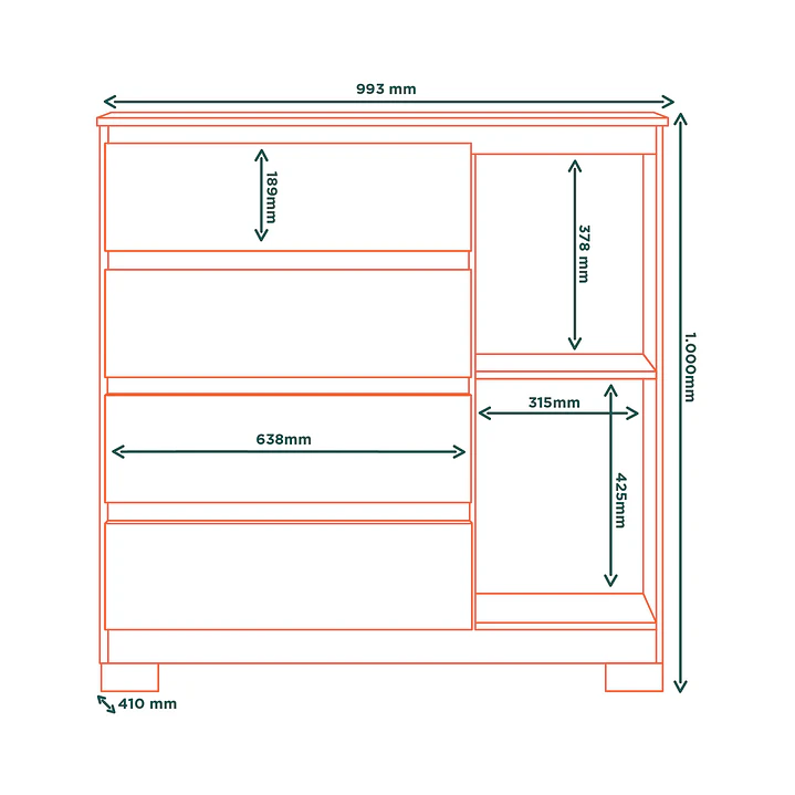 Cómoda 4 cajones 1 puerta Alessia Marroco / Marroco 100 x 99,3 x 41 7