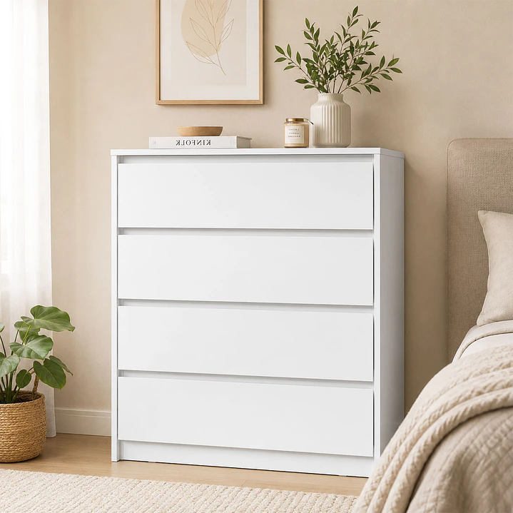 Cómoda Noëlle 4 cajones Blanca 99,2 x 89 x 47,4 1