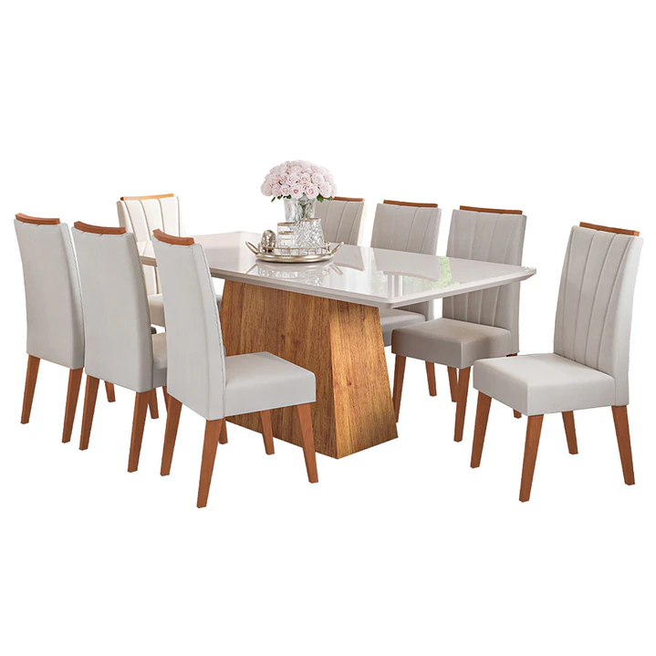 Juego de Comedor 8 sillas Valerio Beige 79,5 x 90 x 200 cm 2