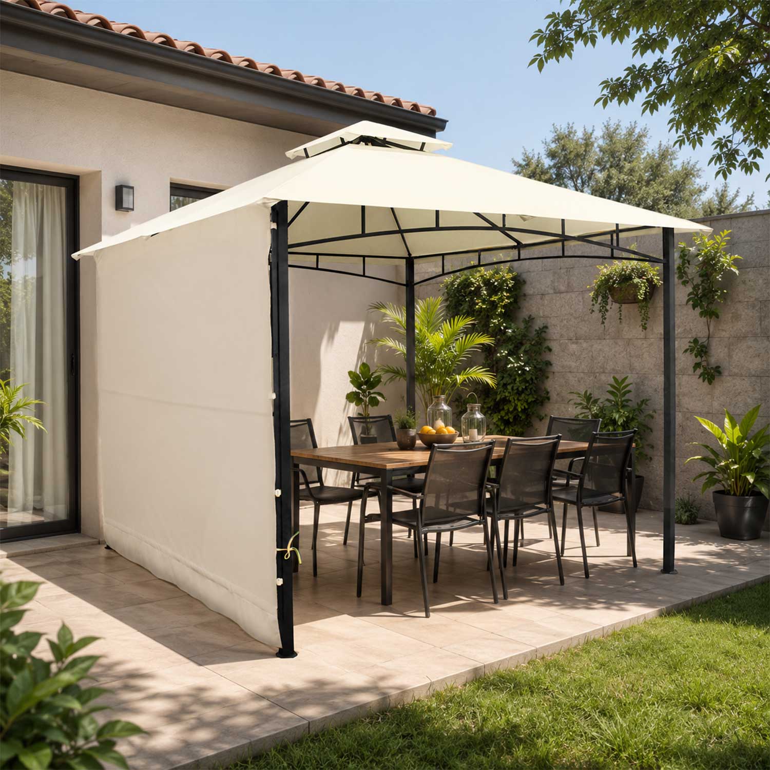 Pérgola Quintay con Lateral 3x3mt Marfil