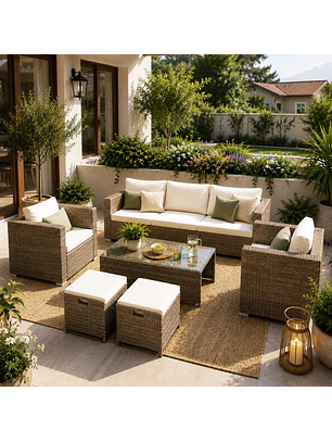 Juego de terraza Gales 7 personas Caramelo