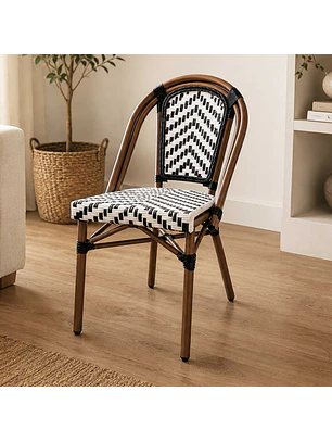 Silla Parisina Chevron Blanco/Negro 4 Unidades