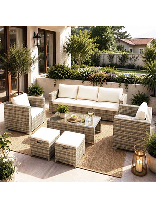 Juego de terraza Gales 7 personas Caramelo