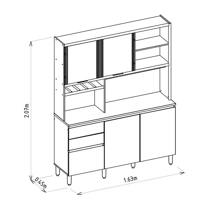 Kit Cocina Austin 1,65m Jequitiba / Gris Matte 5