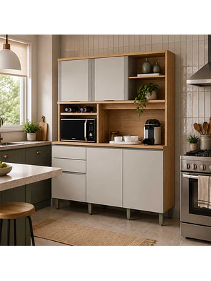 Kit Cocina Austin 1,65m Jequitiba / Gris Matte