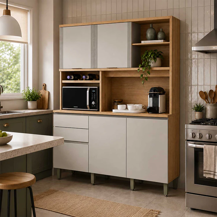 Kit Cocina Austin 1,65m Jequitiba / Gris Matte 1