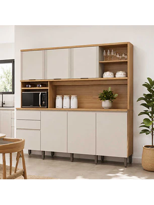 Kit Cocina Austin 2,20m Jequitiba / Gris Matte