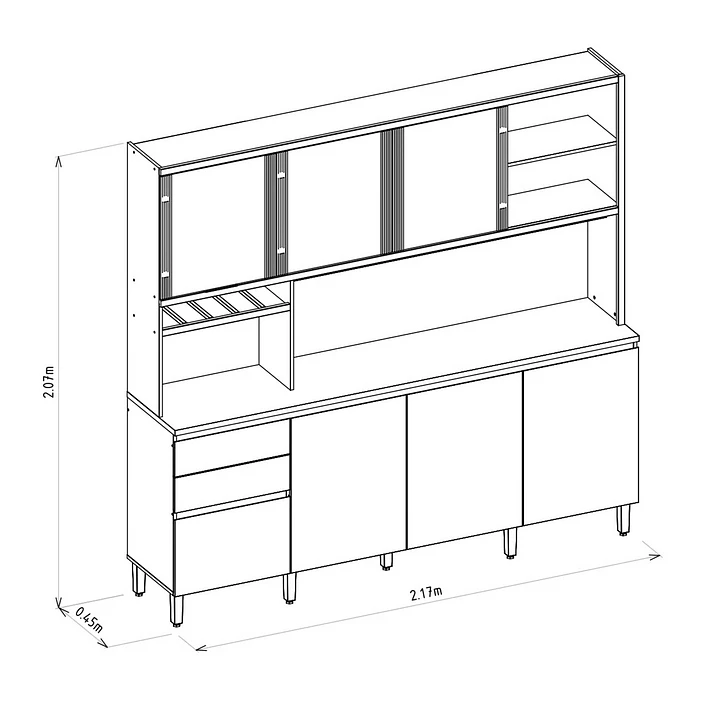 Kit Cocina Austin 2,20m Jequitiba / Gris Matte 5