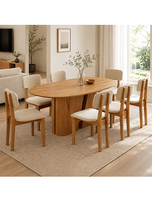 Juego de comedor 2.00 Yasmin 8 sillas Beige