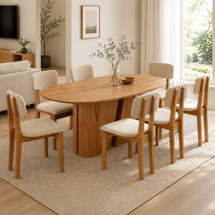 Juego de comedor 2.00 Yasmin 8 sillas Beige 1