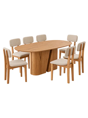 Juego de comedor 2.00 Yasmin 8 sillas Beige
