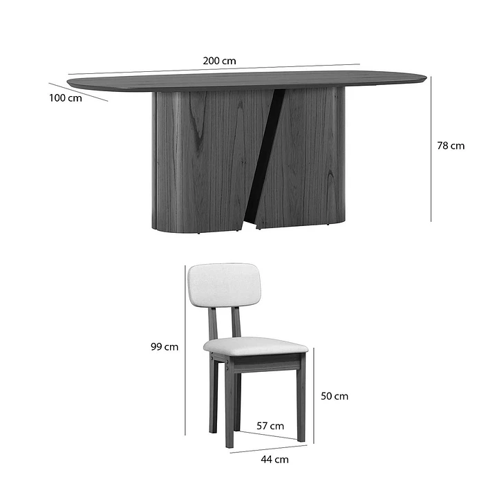 Juego de comedor 2.00 Yasmin vidrio 8 sillas Beige 5