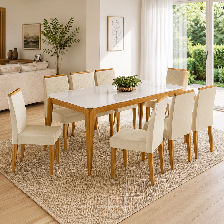Juego de comedor 1.80 Aurea 8 sillas Beige 1