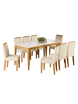 Juego de comedor 1.80 Aurea 8 sillas Beige