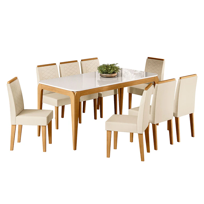 Juego de comedor 1.80 Aurea 8 sillas Beige 2