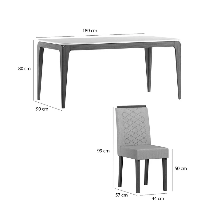 Juego de comedor 1.80 Aurea 8 sillas Beige 5
