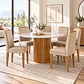 Juego de comedor redondo 6 sillas Serena Vidrio 1.35 Beige - Miniatura 1