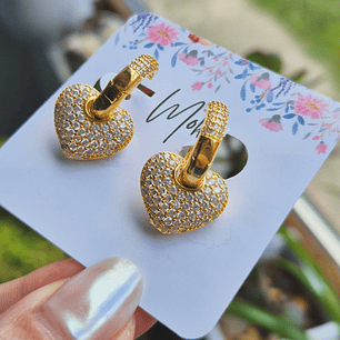 Argollas corazón pavé