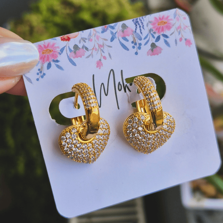 Argollas corazón pavé 3