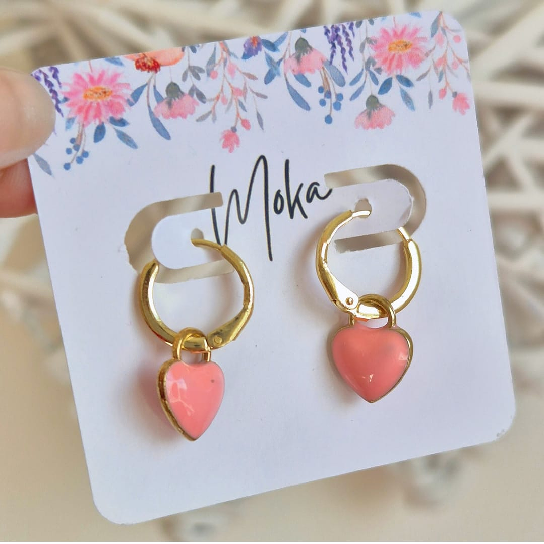 Aros Corazón Rosa 1