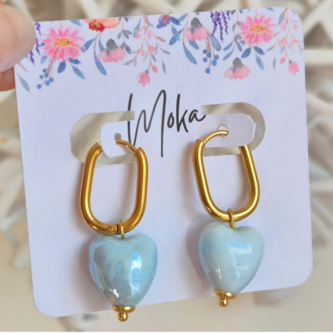 Aros Corazón Celeste 1