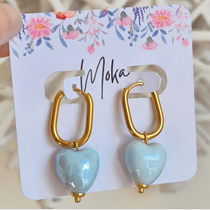Aros Corazón Celeste