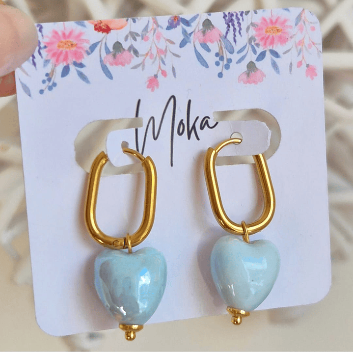 Aros Corazón Celeste 1