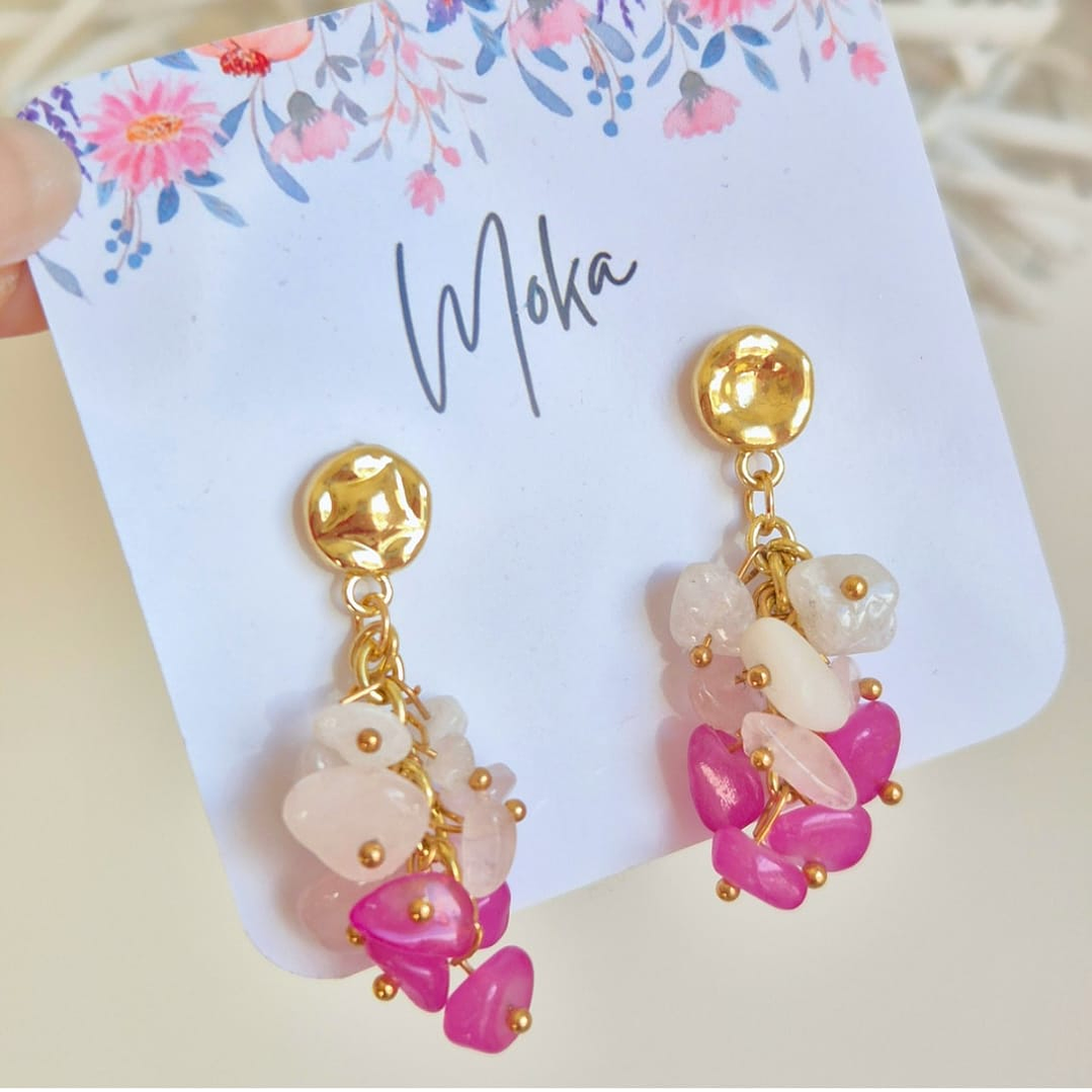 Aros Colgantes con Piedras de Color 1