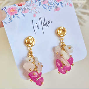 Aros Colgantes con Piedras de Color