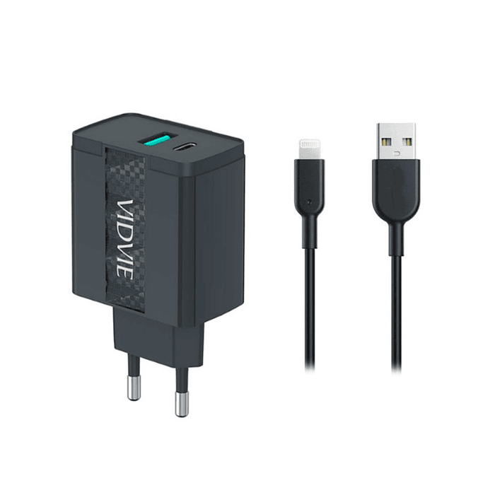 Cargador VIDVIE 20W Carga Rápida USB – Lightning, Qualcomm 3.0 1