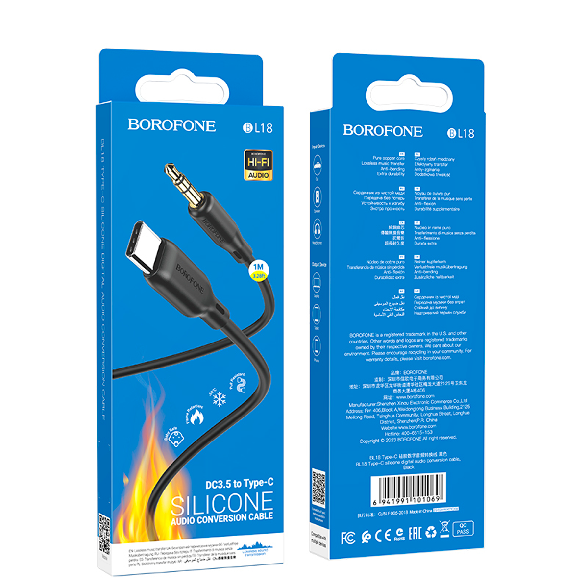 Cable BOROFONE BL18 Auxiliar a Tipo C