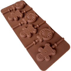 Molde de silicona para paleta tipo chupeta en forma de galleta de jengibre y caramelo