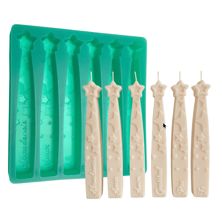 Molde velas de los deseos intensiones estrellas letra cursiva 5