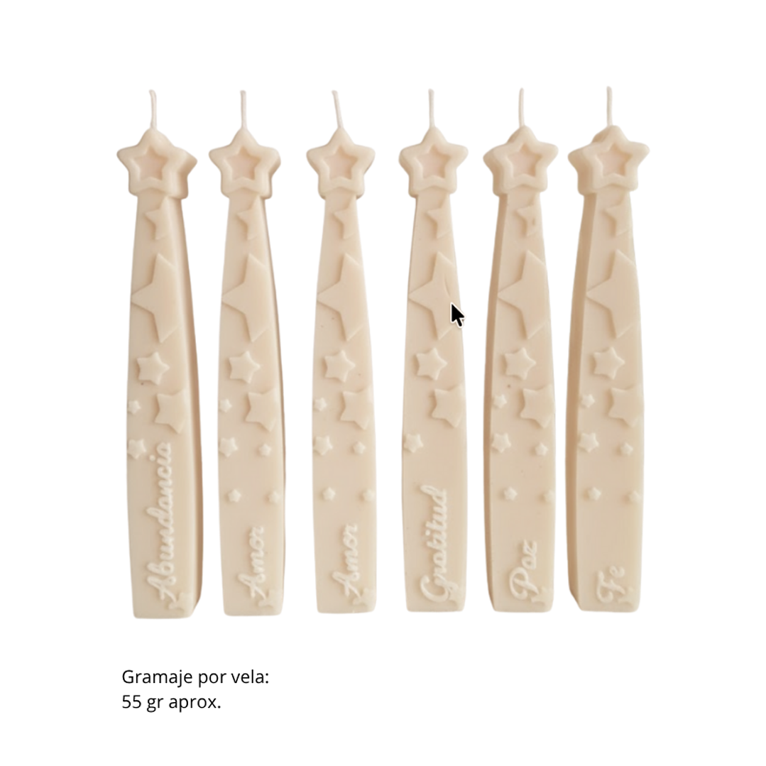 Molde velas de los deseos intensiones estrellas letra cursiva 7